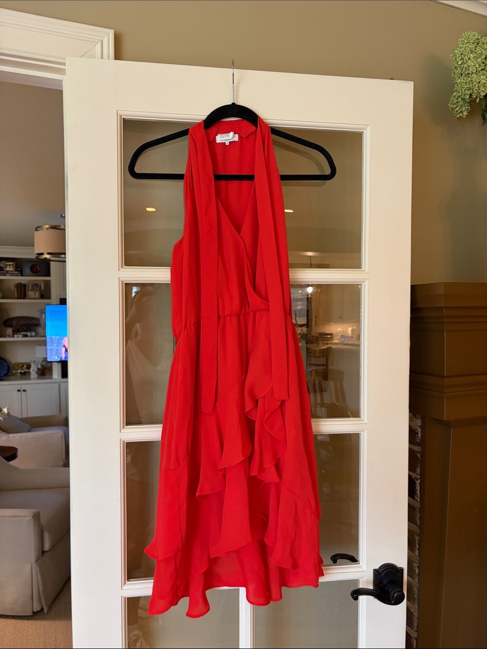 Parker Red One-Shoulder Ruffle Dress